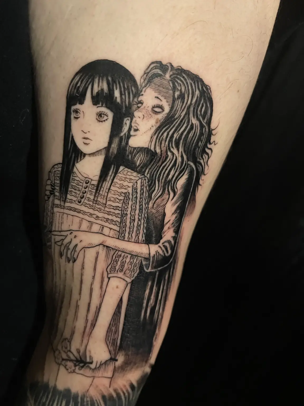 Black-and-gray horror character tattoo by Keith