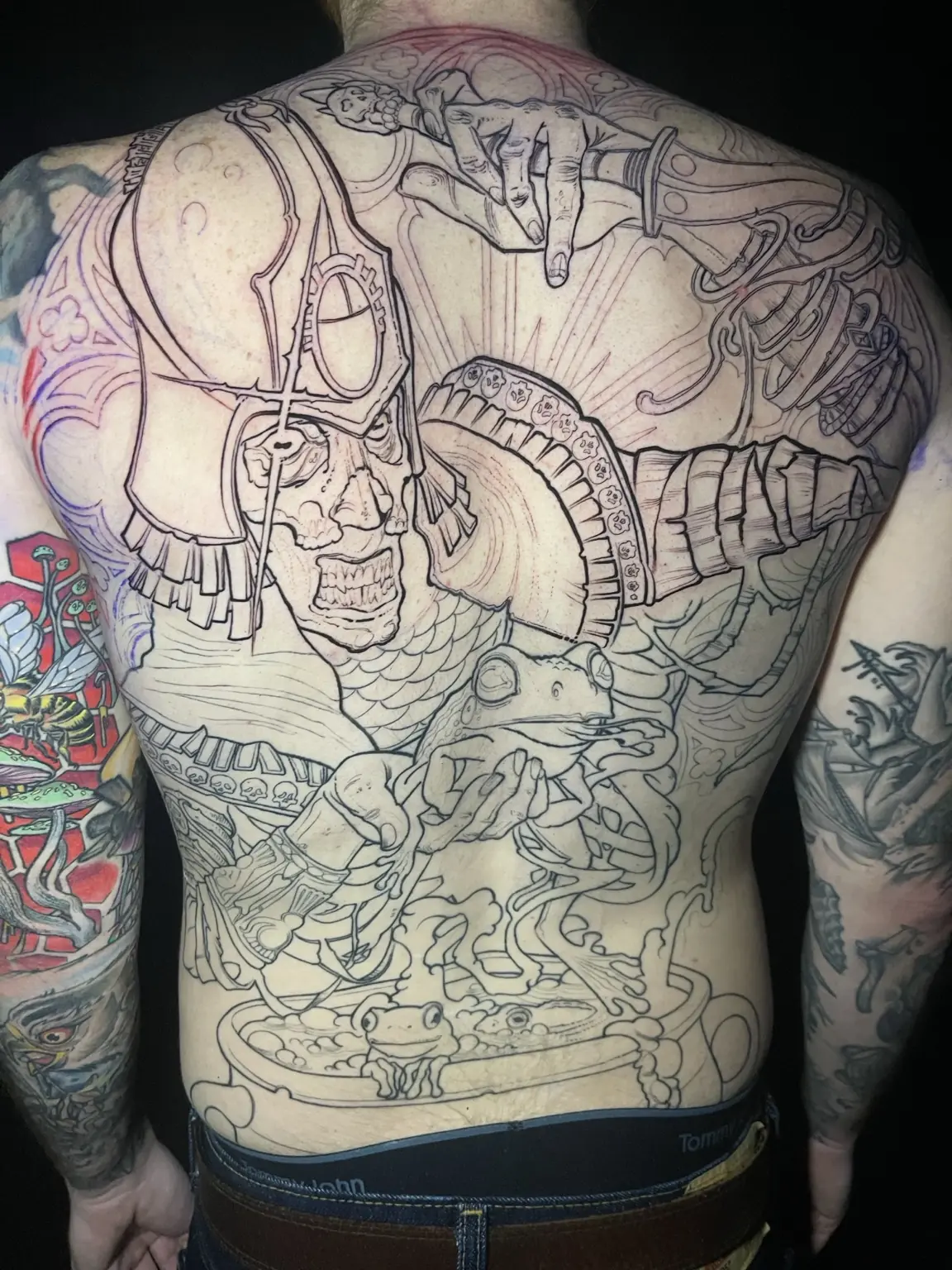 Large Japanese-inspired back tattoo composition in progress by Keith